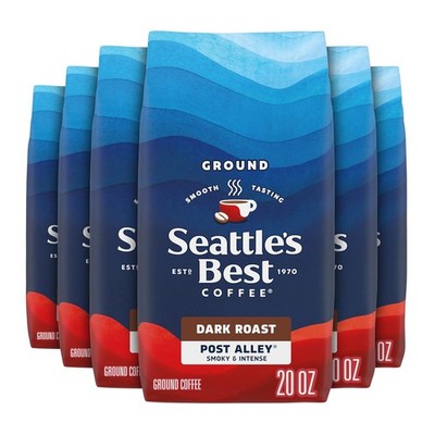 Seattle s Best Coffee, Dark Roast Ground Coffee, Post Alley, 100% Arabica, 6 B