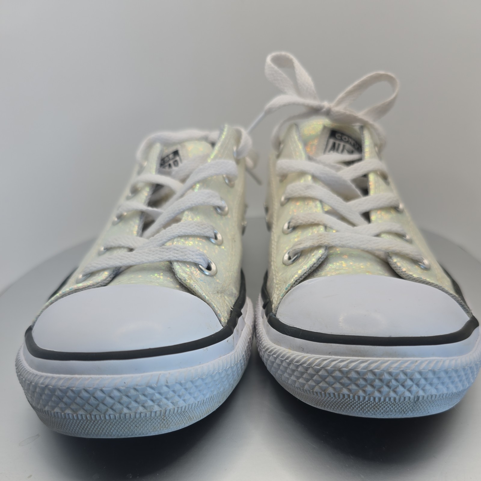 Size 3 - Converse All Star Silver Glitter Junior Shoes model - 665979C thumbnail 8