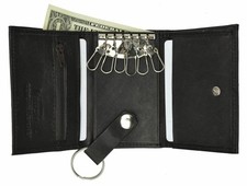 Genuine Leather Men's Key Holder Accessory Easy 6  Key Chain Wallet Case Black