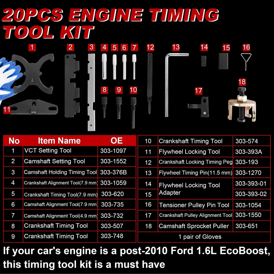 20Pcs Camshaft Timing Tool Kit Flywheel Locking Tool Compatible for Ford Fies... - Image 3 of 4