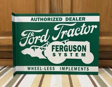 Ford Tractor Flange Sign Ferguson System Double Sided Vintage Style Wall Decor
