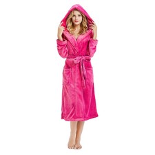 Womens Hooded Fleece Robe Soft Plush Bathrobe for Womens Fluffy Cute Long Hou...