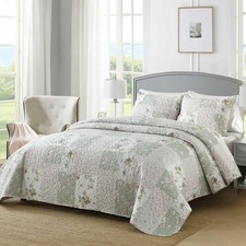 Full Queen Size Quilt Set, 3-Piece Lightweight Soft Full Size Quilt Patchwork...