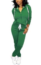 Women's 2 Piece Sweatsuit outfit Causal Long Sleeve Zipper Hoodies Tracksuit ...