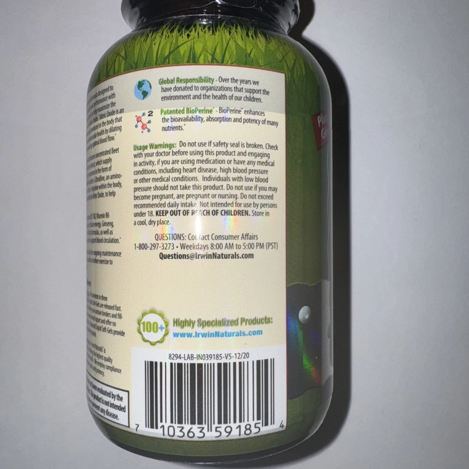 Irwin Naturals Remolacha Raíz ROJO Max-Conversión 60 Cápsulas Blandas Líquidas Exp 12/2026 Foto 4 de 4