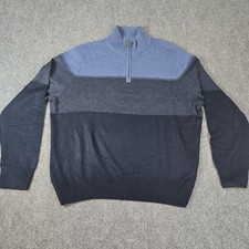 Dockers 1/4 Zip Sweatshirt Mens Large Blue Knit Pullover Long Sleeve Acrylic