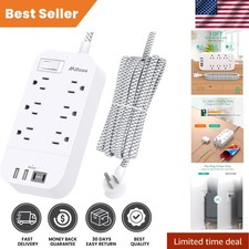 Heavy-Duty 10 FT Extension Cord with 6 AC Outlets  USB Ports for Easy Access