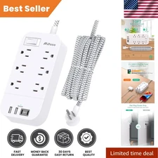 Heavy-Duty 10 FT Extension Cord with 6 AC Outlets & USB Ports for Easy Access