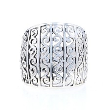 Sterling Silver Swirl Stripe Dome Statement Band - 925 Ring