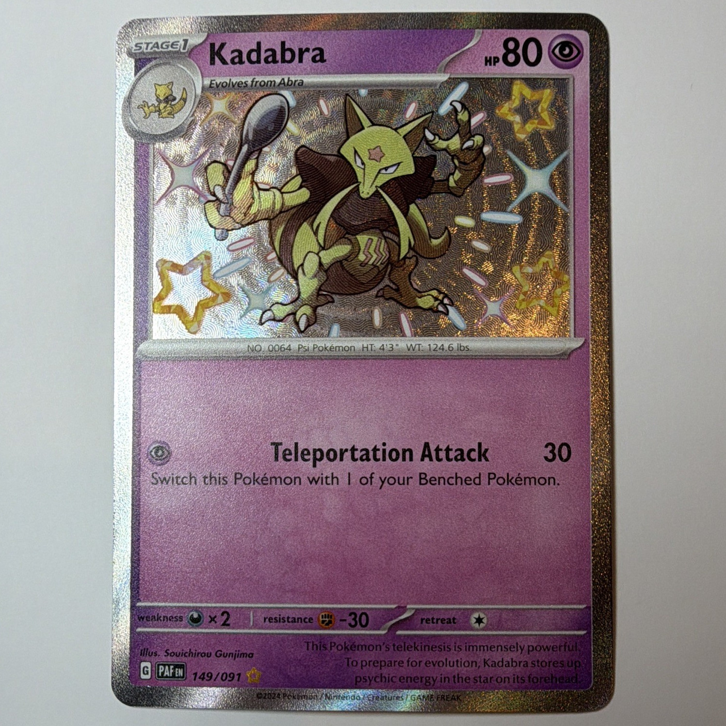Pokemon TCG Kadabra 149/091 SV Paldean Fates Holo Shiny Rare Stage 1 Psychic EN