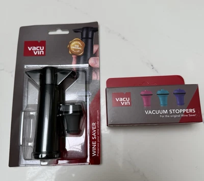 Vacu Vin Wine Saver Pump with Vacuum Wine Stopper (optional Extra Stoppers)