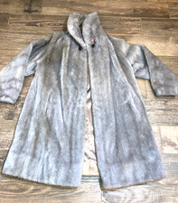Vtg 60's/70's Large Taupe Faux Fur Swing Coat, Monogrammed Lining, Toggle Clasp
