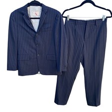Traje Brooks Brothers 1818 Thom Marrón Negro Vellón Lana Azul Marino Rayas Hecho en Italia