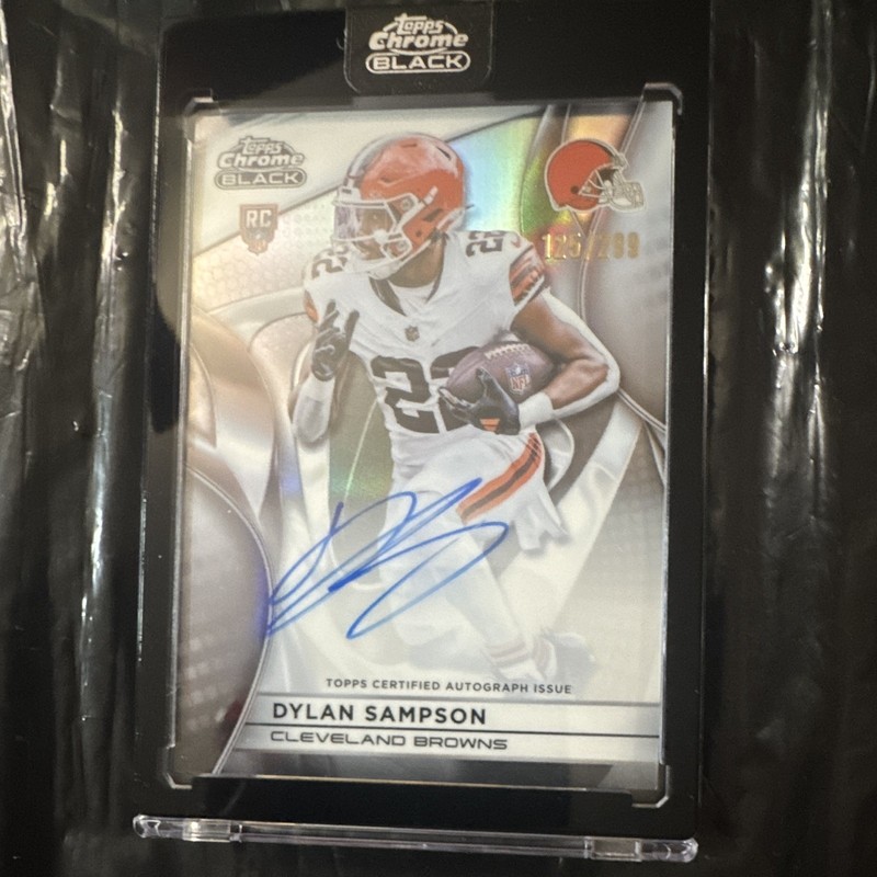 Topps 2025 Chrome Black Football Dylan Sampson RA-DSA Rookie Auto 125/299 Browns