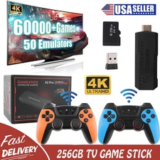 256G 58000+ Retro Games Video Game Console TV Stick 4K HDMI Wireless Controller