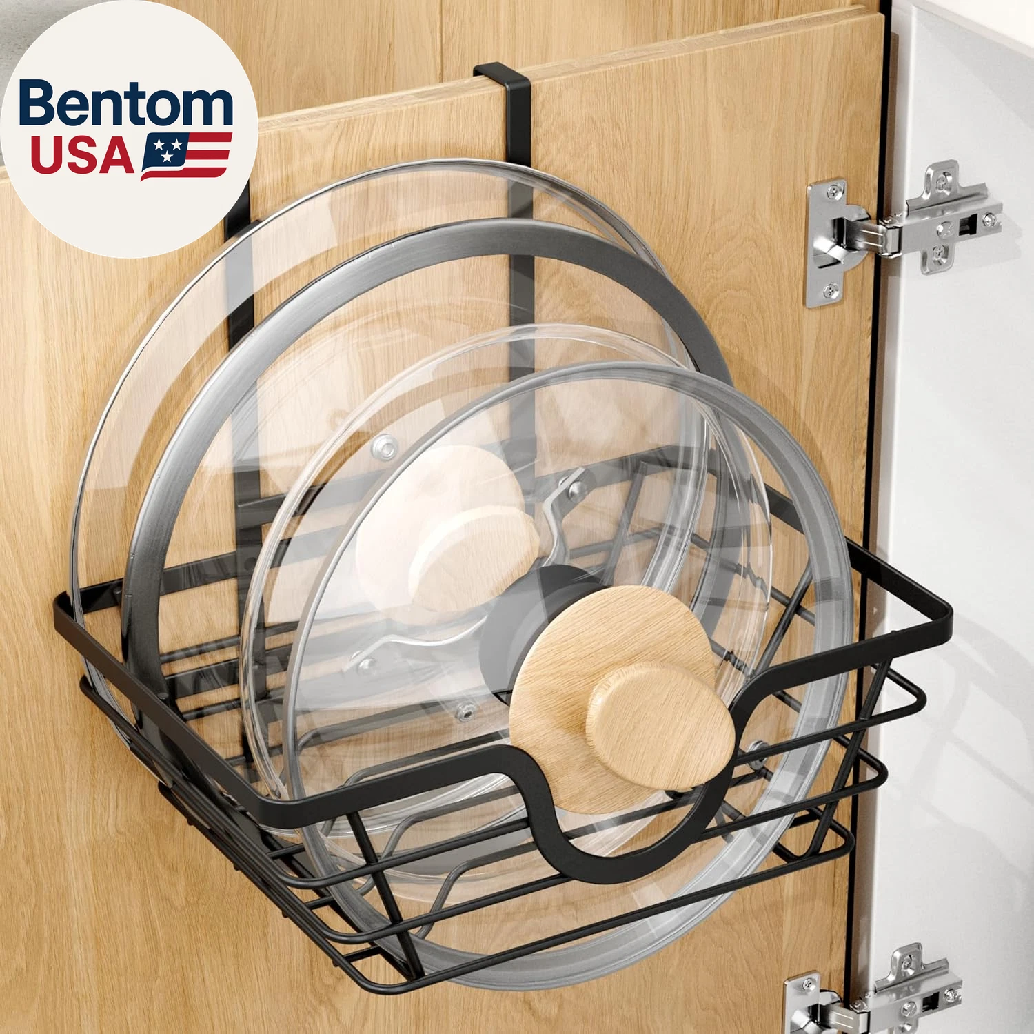 Pot Lid Organizer, Adjustable Kitchen Pot Lid Holder inside Cabinet, Kitchen Cab
