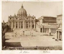 Rome St Peter's Place Vatican Large Vintage Albumen Photo 1870c Rome XL87