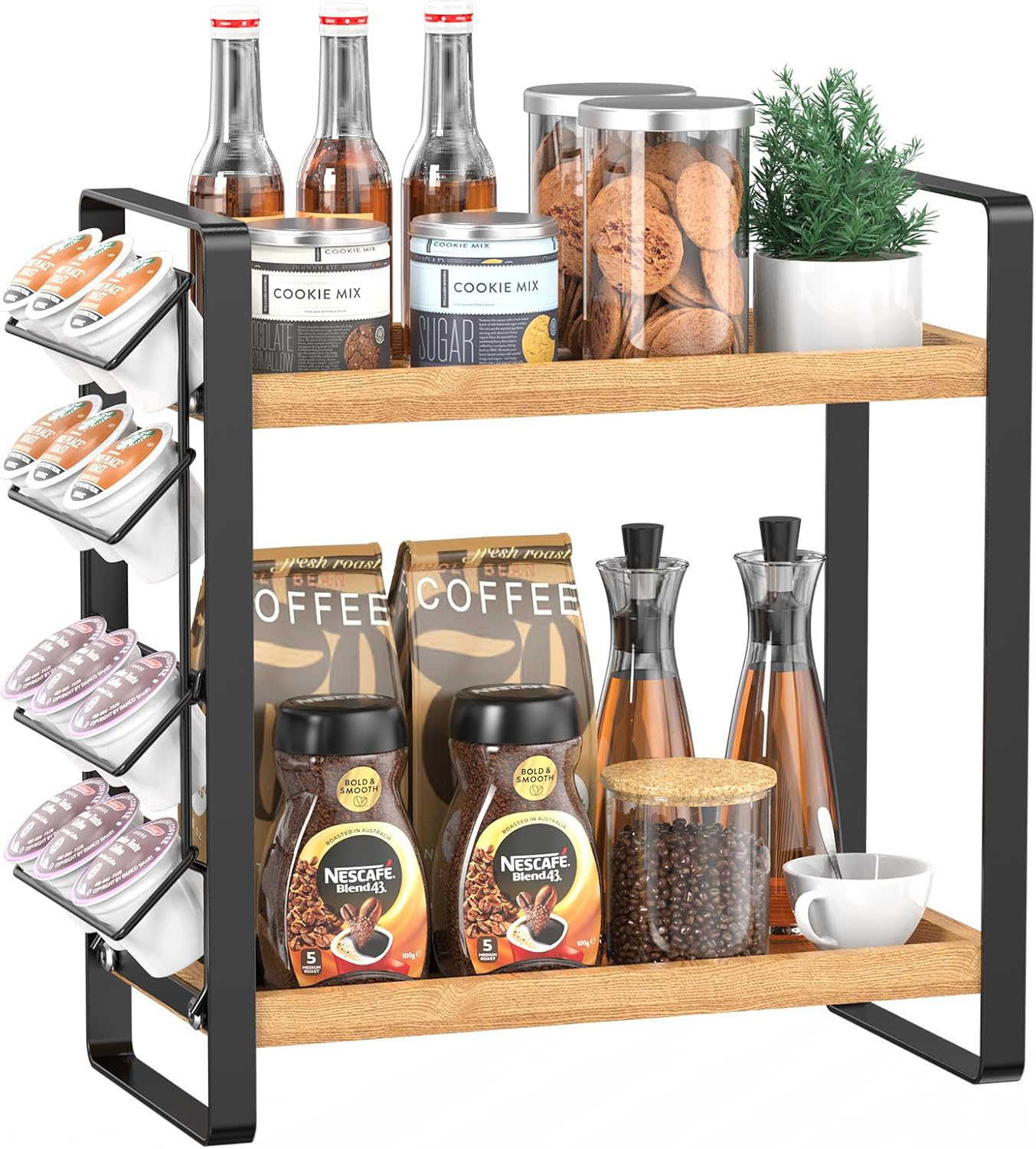 LEMIKKLE Coffee Station Organizer for Counter, Coffee Pods Holder Storage, and