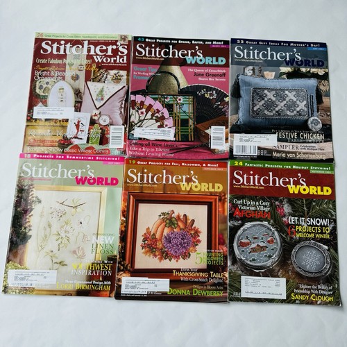 Vintage Lot 6 Stitcher's World Magazin 2005 komplett Kreuzstich Nadel Basteln