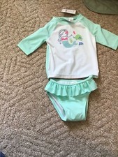 NEW NWT Gymboree Mermaid Swimsuit with Rashguard 12-18 months UPF 50 