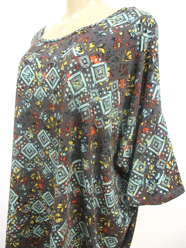 LuLaRoe Floral Short Sleeve Top Multicolor Plus Size 3X Tunic Pullover Pre Owned - Bild 5 von 6