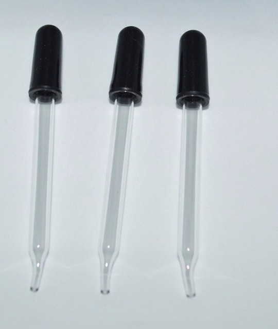 Fisherbrand 3" Glass Medicine Eye Droppers Dropper Pipette Bulb Curved