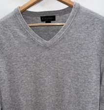 Brooks Brothers V Neck Sweater Mens Large Gray 100 Supima Cotton