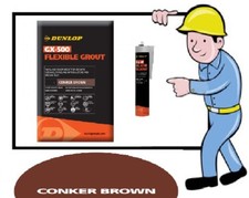 Dunlop Flexible Floor & Wall Tile Grout and Silicone Sealants Conker Brown 2.5kg