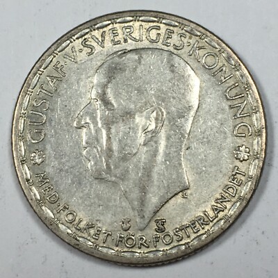 1949-TS Sweden 1 Krona - Gustaf V - Fine (F) KM#814 - 40% Silver - SE01K49