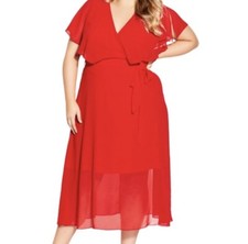 City Chic Softly Tied Midi Dress In Lipstick SZ 20 NWT