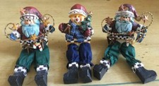 Three shelf sitters Santa and Snowman Christmas