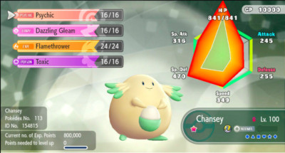 Pokemon Let's Go Pikachu/Eevee 6IV Max AV Shiny Chansey