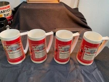 Vintage Budweiser Thermo-Serv Mugs X4 Downhill Skier Art - Get ALL FOUR!