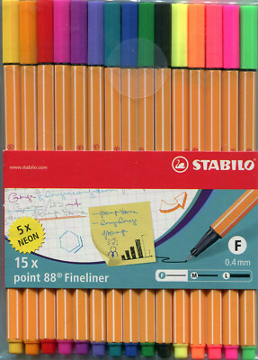 Stabilo point 88 Fineliners 15 Pack NEW 0.4mm FINE