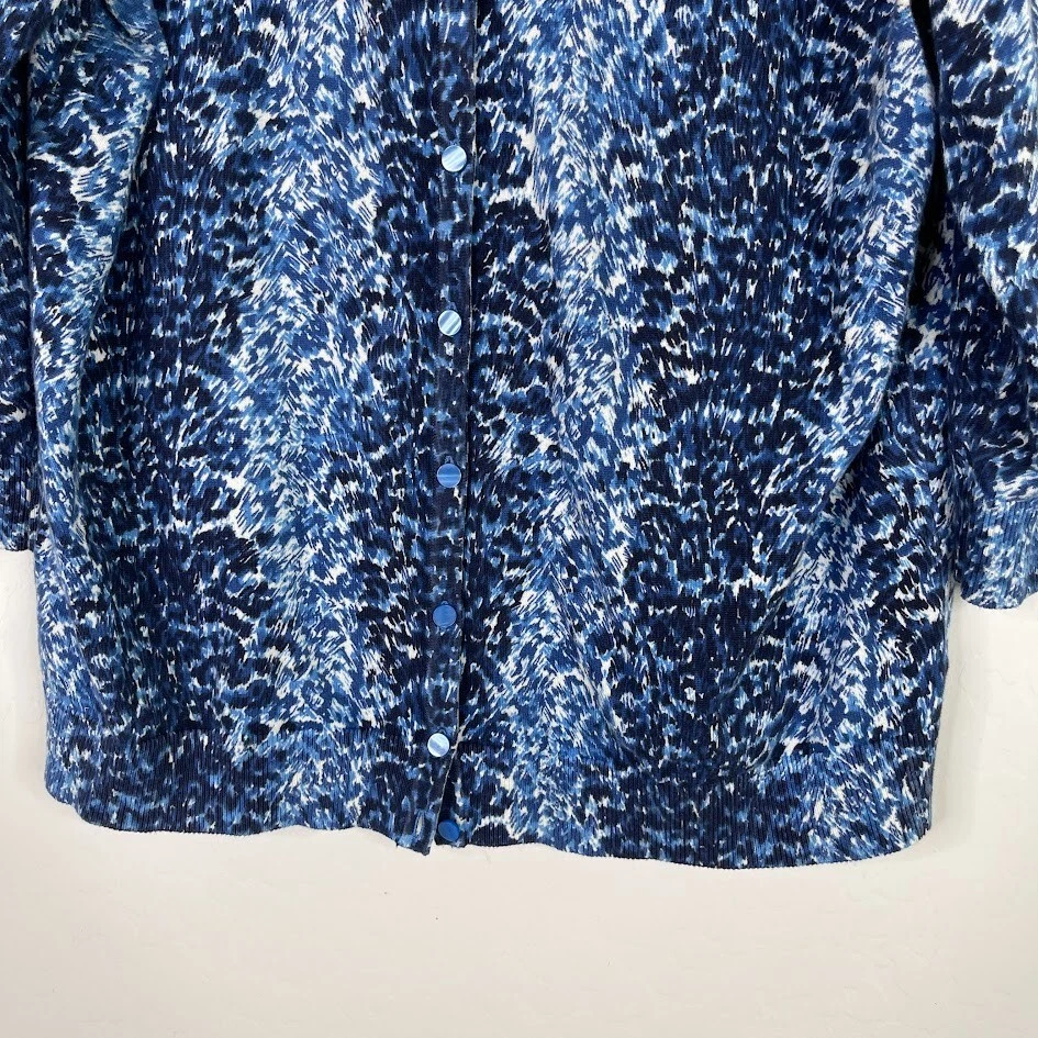 Talbots Womens Cotton Button Up Cardigan Sweater Size 1X Artsy Lightweight Blue - Image 3 of 4