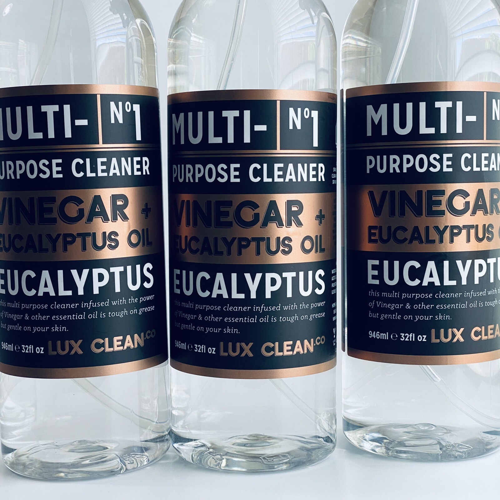 3 LUX CLEAN Vinegar + Eucalyptus Oil No 1 Multi Purpose Spray Cleaner