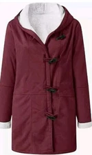 Woman's/Juniors Hooded Lightweight Red Wine Jacket Toggle Buttons Size XL