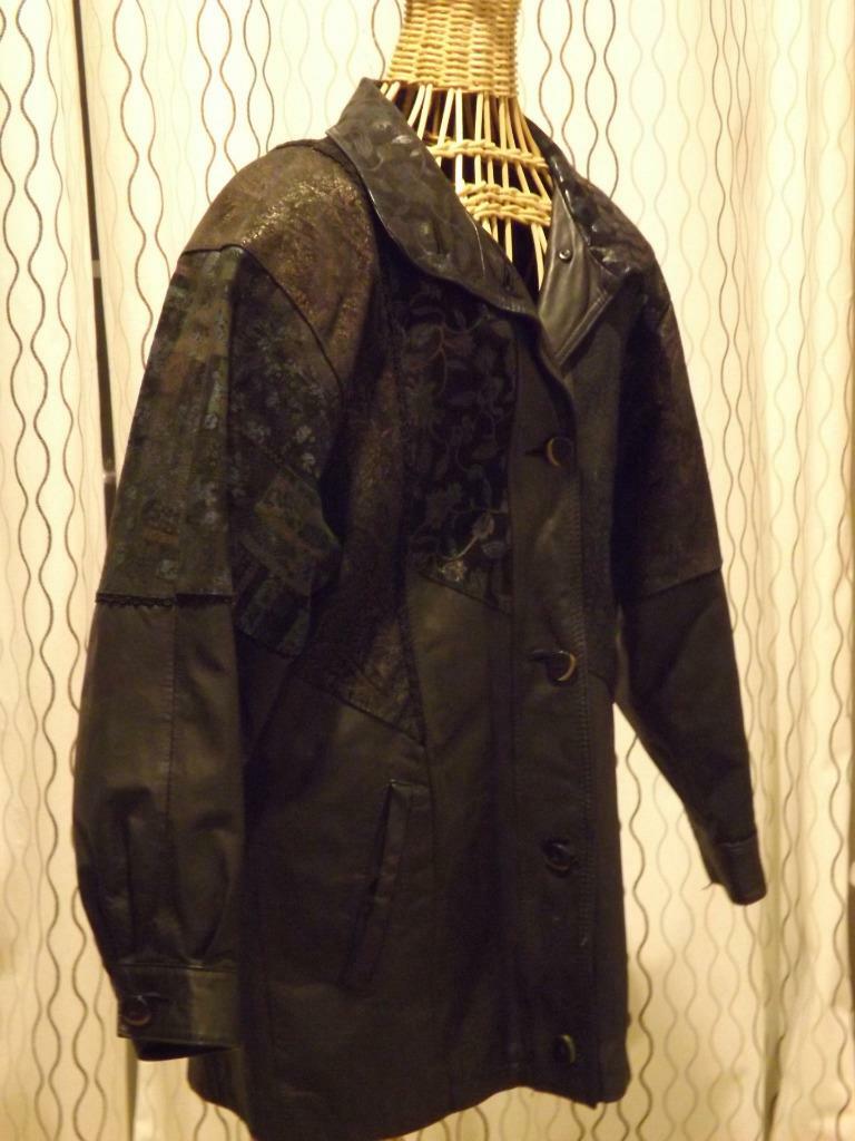 Pelle Leather Patchwork Jacket Coat Small - image 2