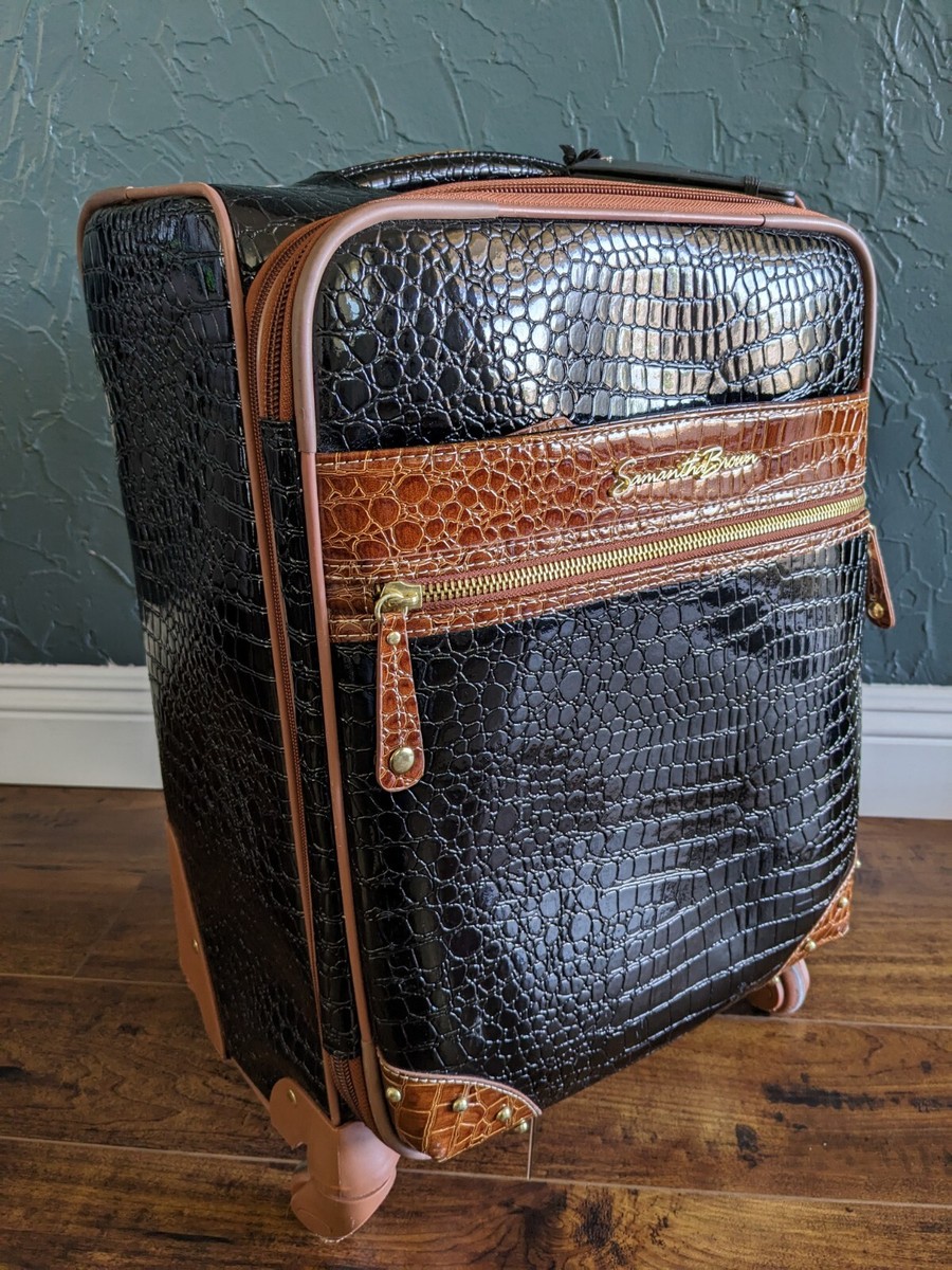 Samantha Black Brown Faux Croc Alligator Skin 22