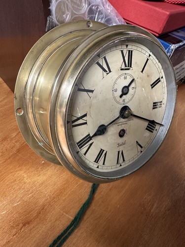 Rare Sestrel Ship Clock Maritime Elliot London Brass Cased Bulkhead Eight Day
