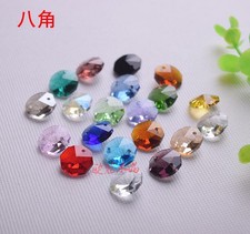 200PCS Multicolor Crystal Glass Chandelier Part Prisms Octagonal Beads Decor 14M