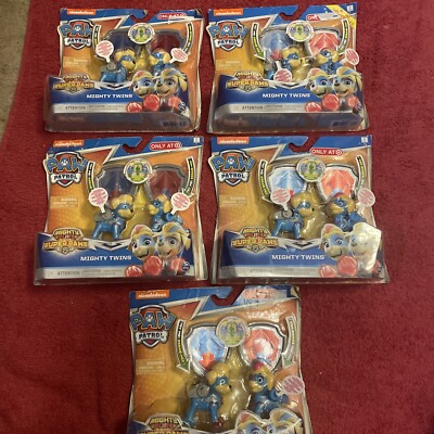NEW Nickelodeon Paw Patrol Mighty Pups Super Paws Mighty Twins Retired RARE
