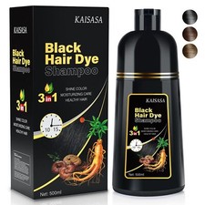 Natural Black Hair Dye Shampoo Instant  Easy 3-in-1 Hair Color Solution for ...