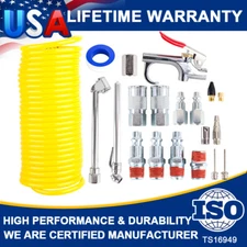 20 Air Compressor Hose Kit Recoil 1/4" NPT Quick Connect Air Fittings Tire Gauge