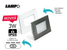SEGNAPASSO LED 3W IP65 PER SCATOLA 503 CORNICE BIANCA INOX CALDA BIANCA NATURALE