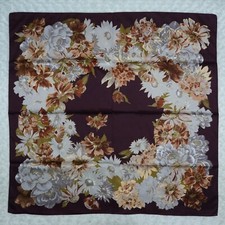 Unbranded Flower Burgandy Polyester Scarf Scarves 34.5" X 33.5" P128