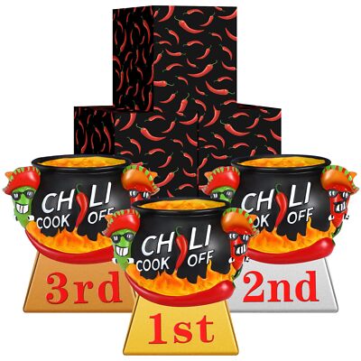 3 Pcs Chili Cook off Trophies Chili Cook off Prizes 1st 2nd 3rd Place Medals ...