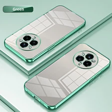 For Realme 14 Pro+, Shockproof Plating Frame Transparent Soft Rubber Case Cover