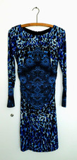 David Meister Multi-Color Blue Dress 4 Ruching Draping