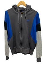 Nike Vtg 80's Blue Tag Men's XL Full Zip Hoodie Sweatshirt Gray/Blue Colorblock